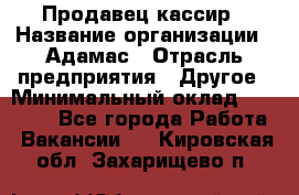 Продавец-кассир › Название организации ­ Адамас › Отрасль предприятия ­ Другое › Минимальный оклад ­ 26 500 - Все города Работа » Вакансии   . Кировская обл.,Захарищево п.